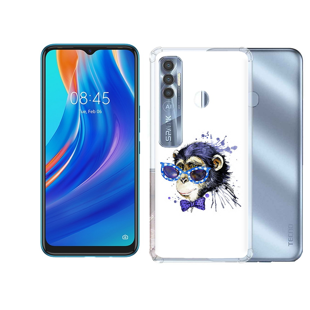 

Чехол MyPads Tocco для Tecno Spark 7 Pro акварельная обезьяна, Прозрачный, Tocco