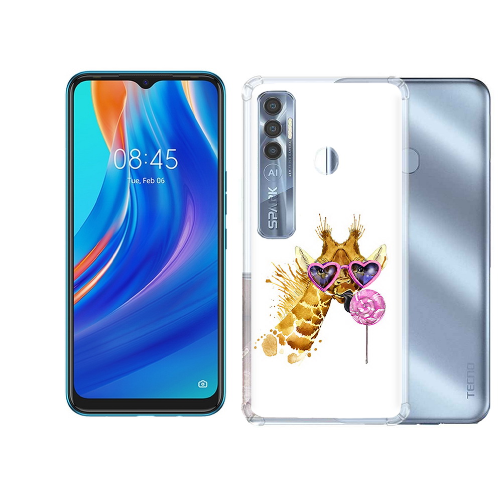 

Чехол MyPads Tocco для Tecno Spark 7 Pro акварельный жираф, Прозрачный, Tocco
