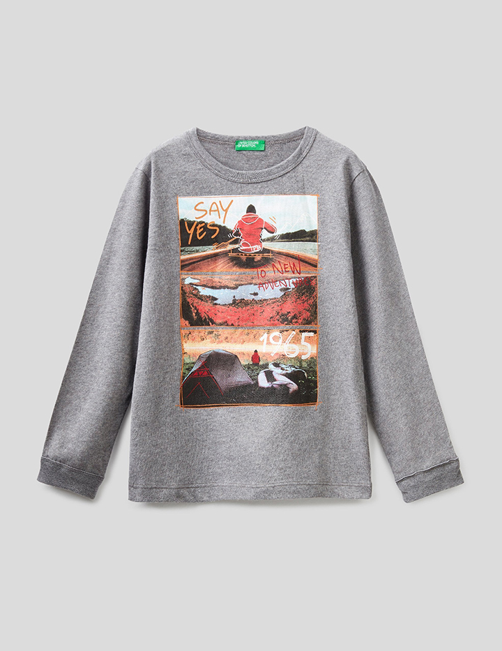 

Лонгслив для мальчиков Benetton цв. серый р.158, 21A_3ATNC15EU