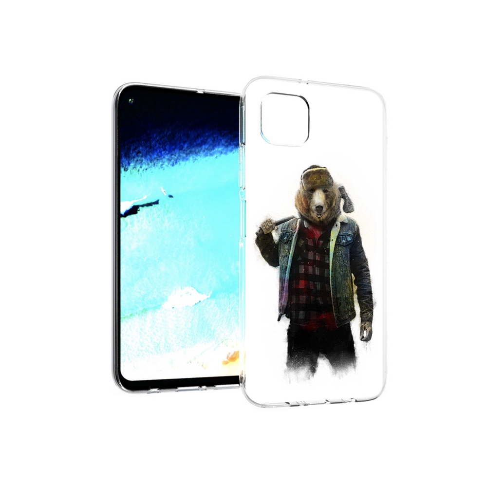 

Чехол MyPads Tocco для Huawei Nova 6 SE медведь с топором, Прозрачный, Tocco