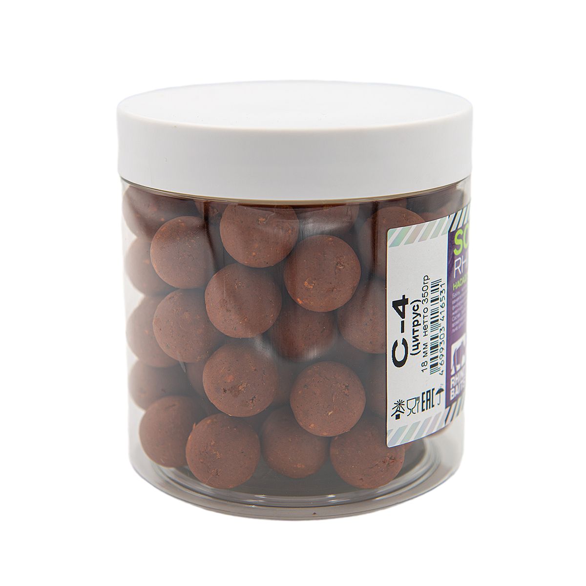 

Бойлы RHINO BAITS растворимые насадочные С-4 (цитрус) 18мм, банка 0,35 кг, NEW