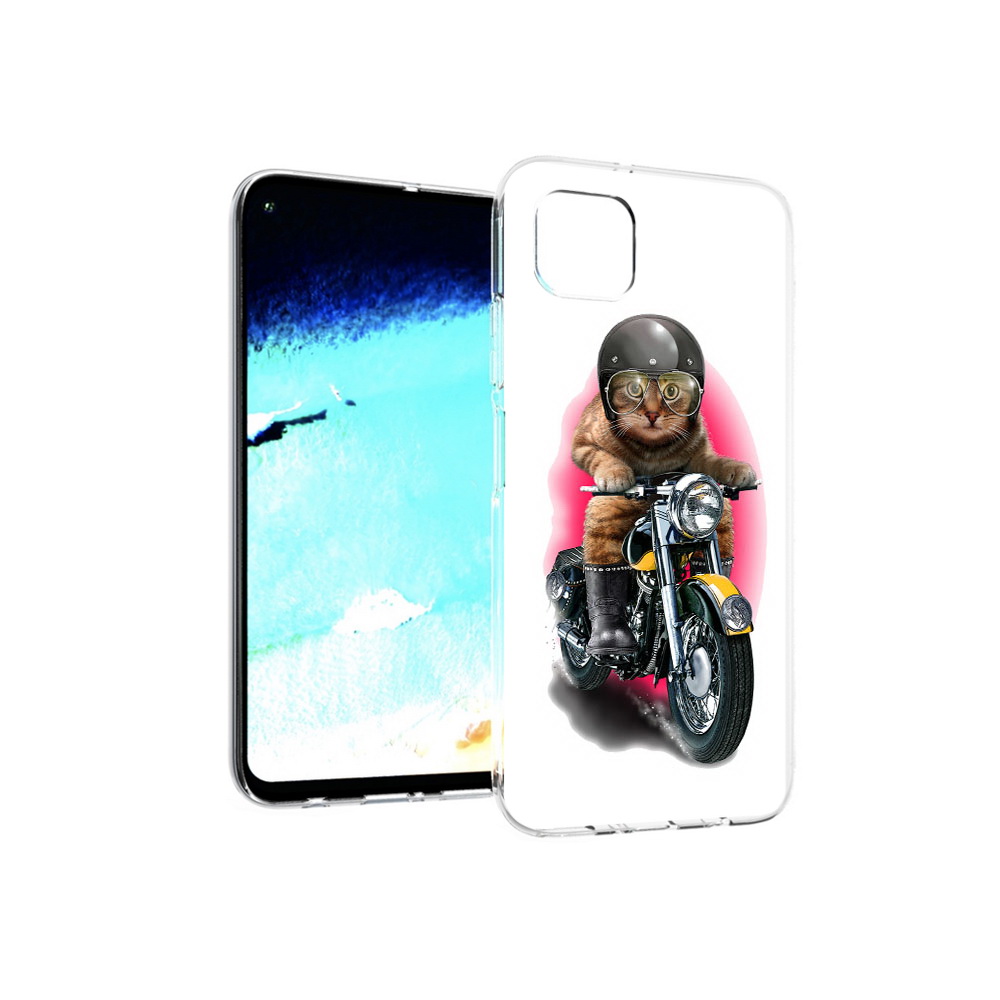 

Чехол MyPads Tocco для Huawei Nova 6 SE мото-кот, Прозрачный, Tocco