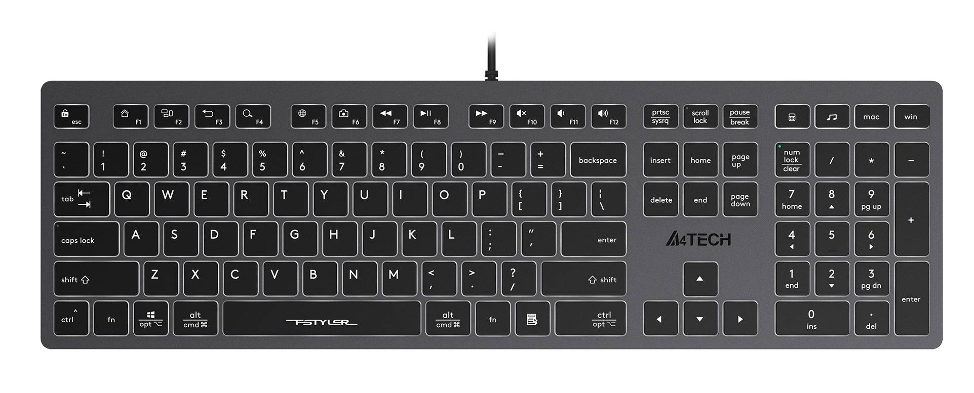 Проводная игровая клавиатура A4Tech Fstyler FX60 Grey (1789315)