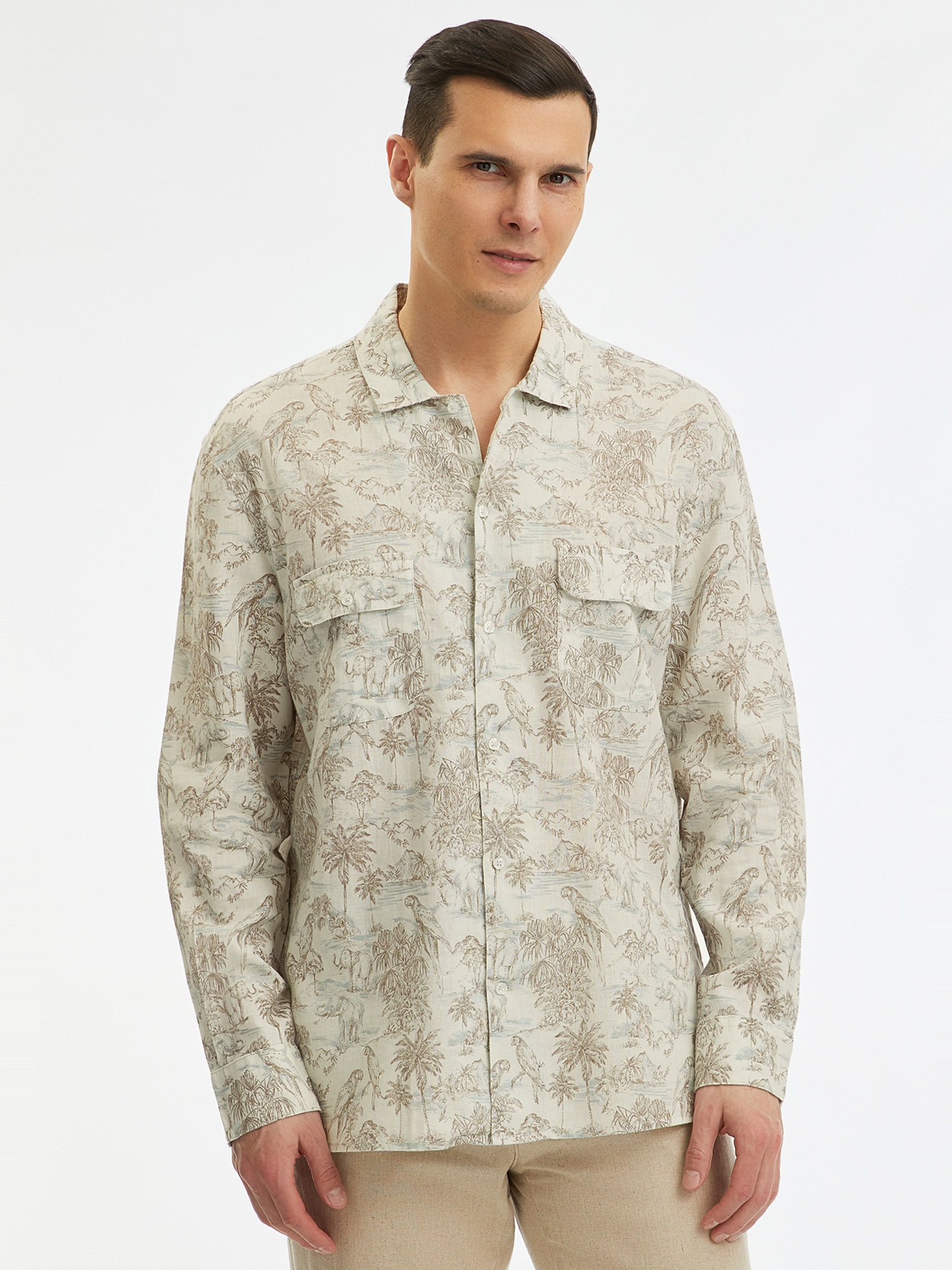 Рубашка мужская oodji 3L330007M-2 бежевая XL