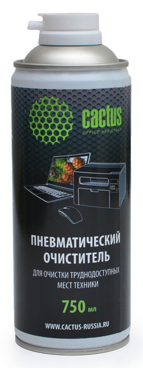 Пневматический очиститель Cactus CS-AIR750, 750 мл, для очистки техники пневматический очиститель kranz dust off 400 мл