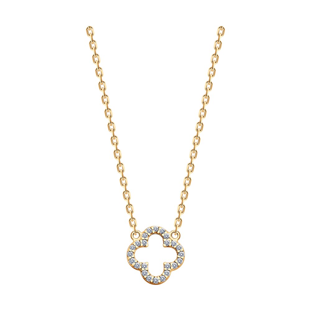 

Колье из серебра 40-45 см SOKOLOV 93070129, фианит, 93070129