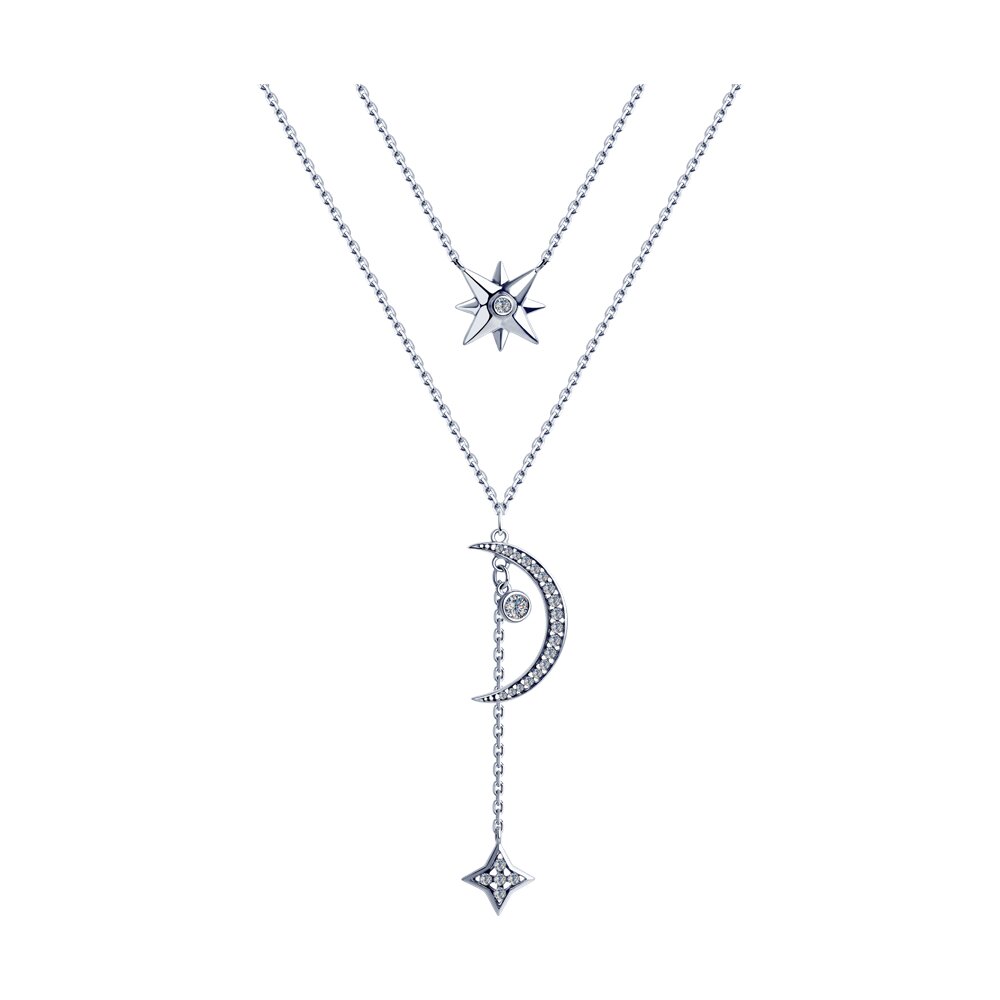 

Колье-галстук из серебра 40 см SOKOLOV 94070244-9, фианит, 94070244-9