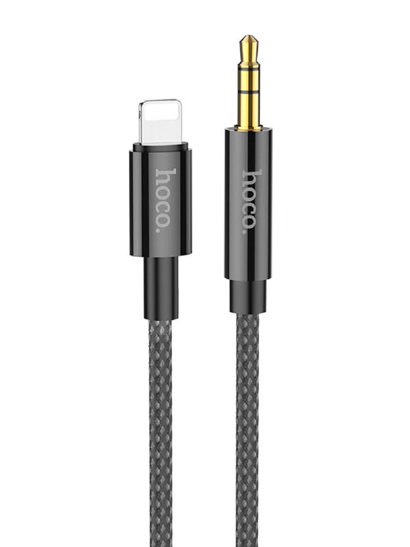 фото Кабель hoco upa19 aux - jack 3.5 lightning 8-pin 1m black