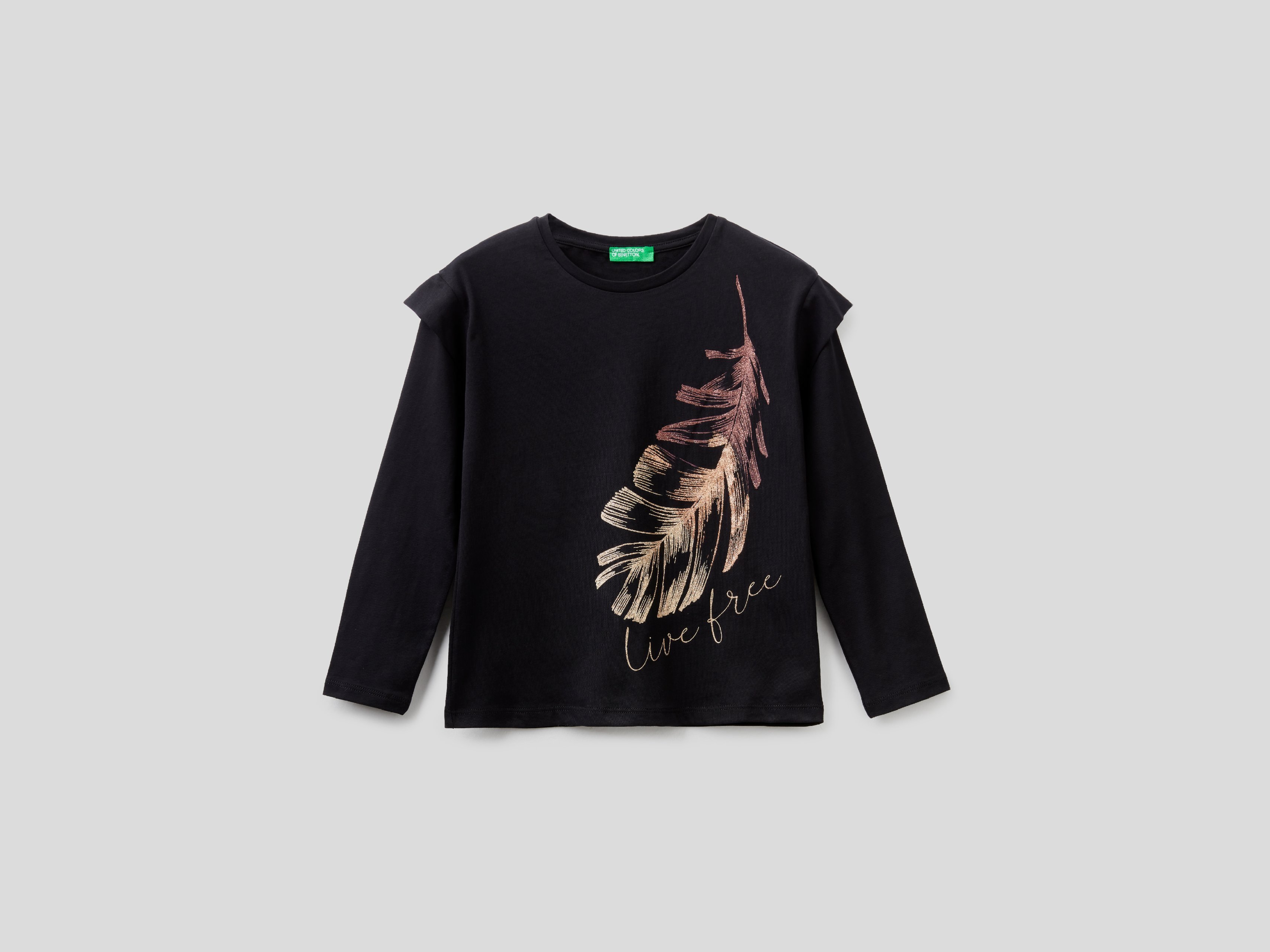 фото Футболка для девочек benetton цв. черный р.116 united colors of benetton