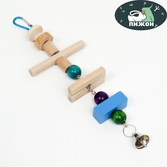 

Игрушка для птиц из бусин с колокольчиком, 39 см, микс цветов