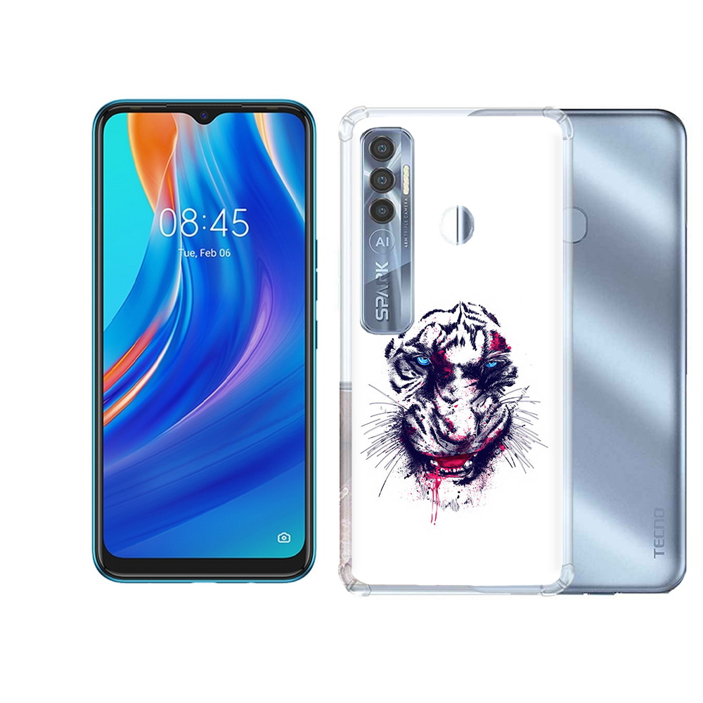

Чехол MyPads Tocco для Tecno Spark 7 Pro безумный тигр, Прозрачный, Tocco