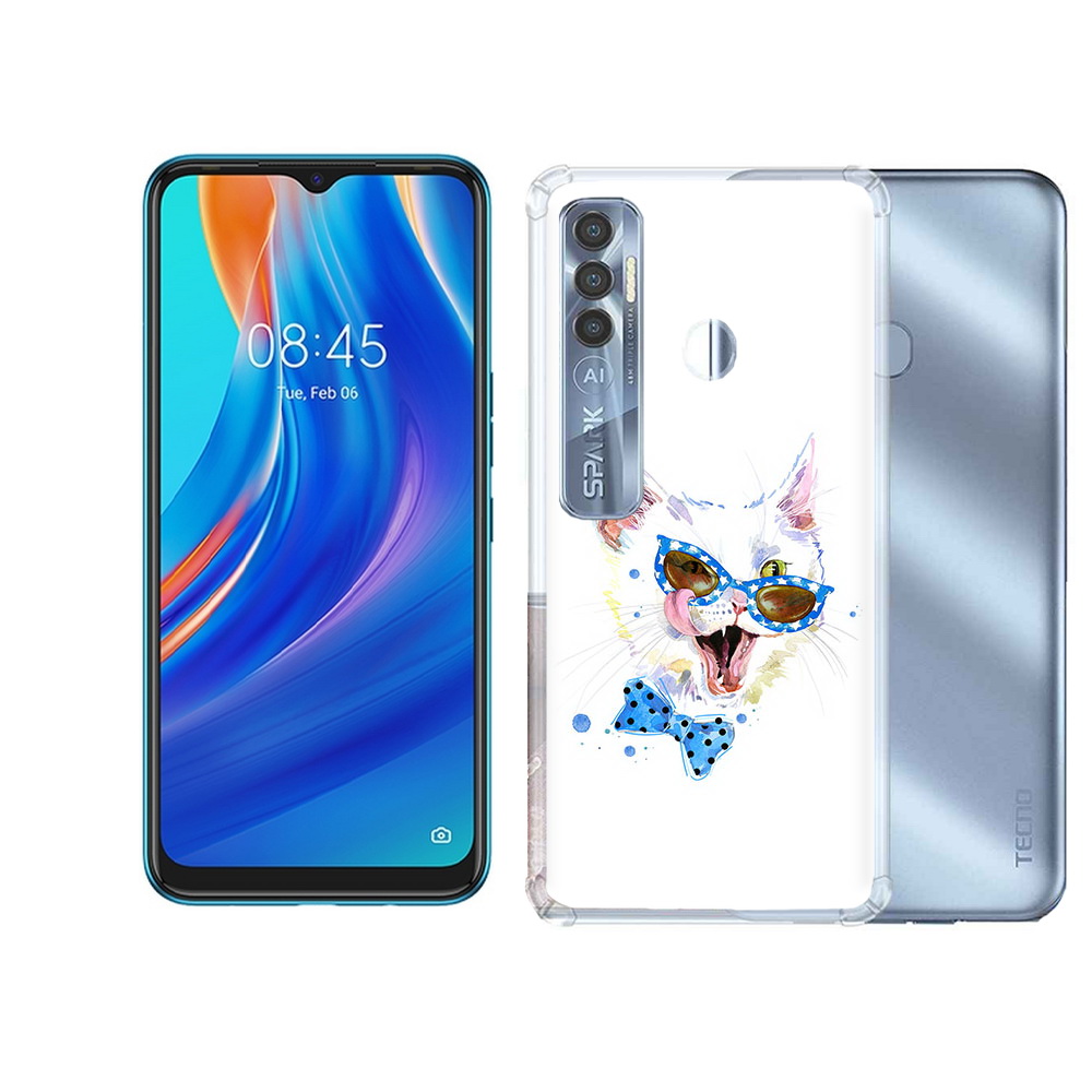 

Чехол MyPads Tocco для Tecno Spark 7 Pro белый кот, Прозрачный, Tocco