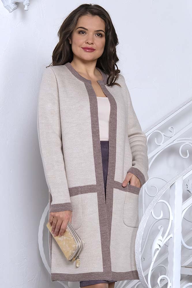 

Кардиган женский Злата Стиль Т 1838 бежевый 46 RU, Т 1838