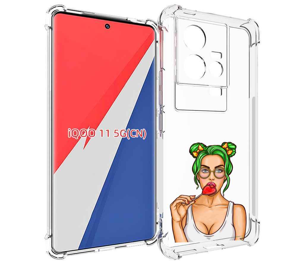 

Чехол MyPads девушка-с-чупачупсом-в-виде-сердца женский для Vivo iQOO 11, Прозрачный, Tocco