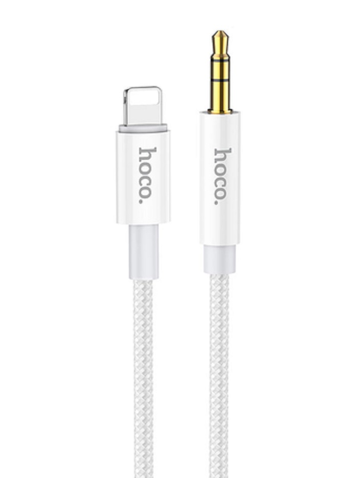 фото Кабель hoco upa19 aux - jack 3.5 lightning 8-pin 1m silver