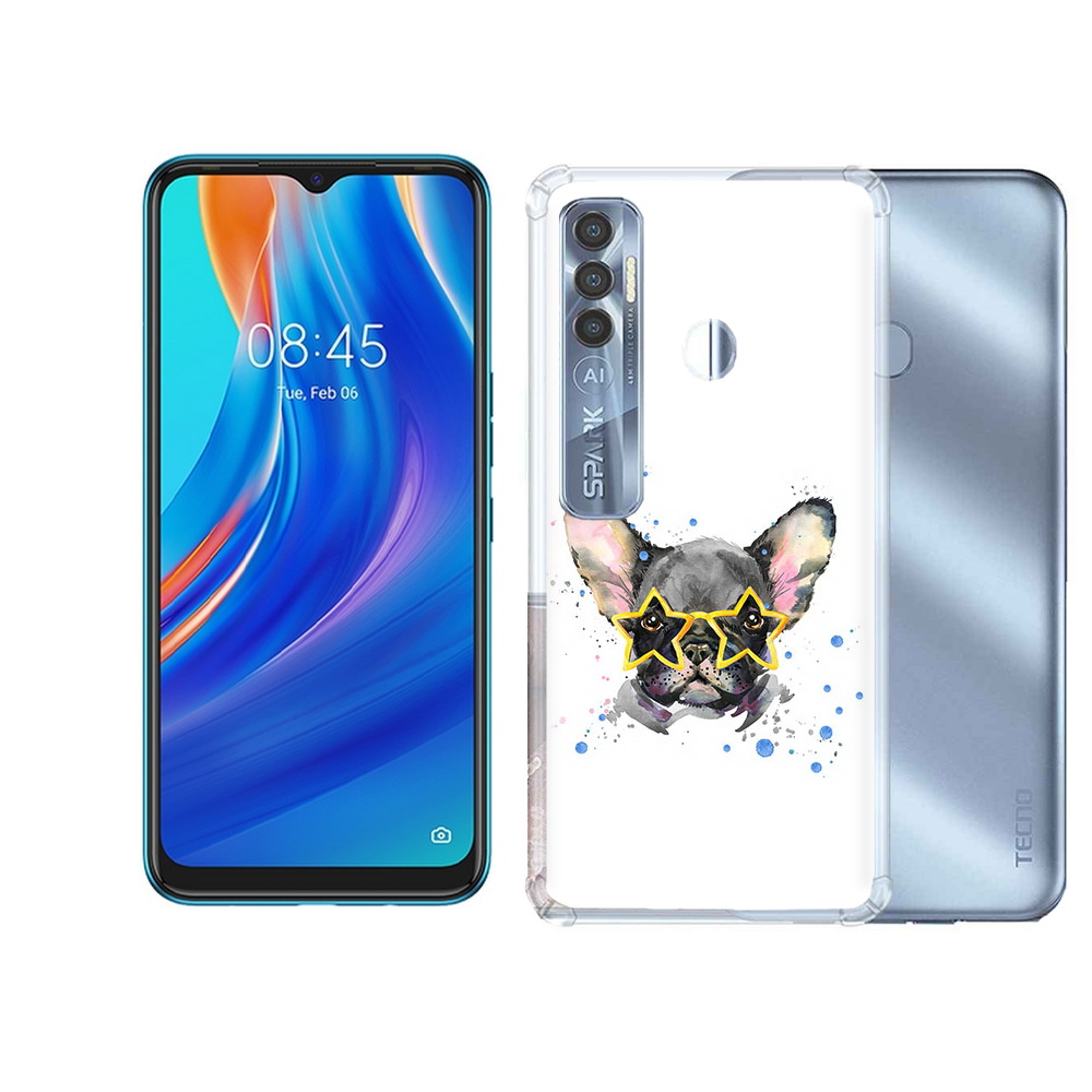 

Чехол MyPads Tocco для Tecno Spark 7 Pro буля в очках, Прозрачный, Tocco