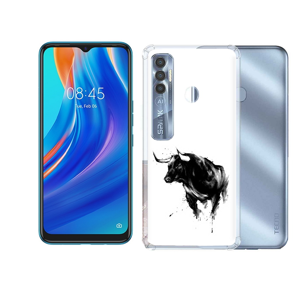 

Чехол MyPads Tocco для Tecno Spark 7 Pro бык, Прозрачный, Tocco