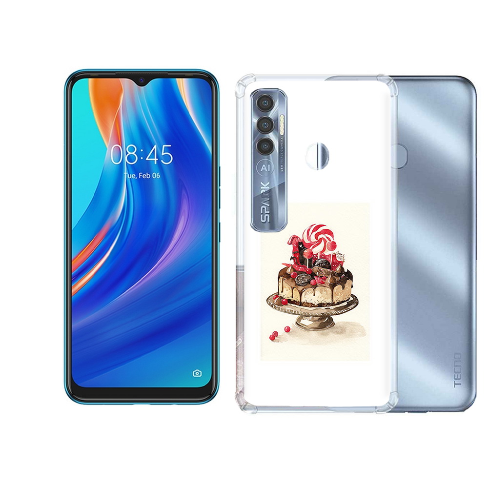 

Чехол MyPads Tocco для Tecno Spark 7 Pro вкусный торт, Прозрачный, Tocco