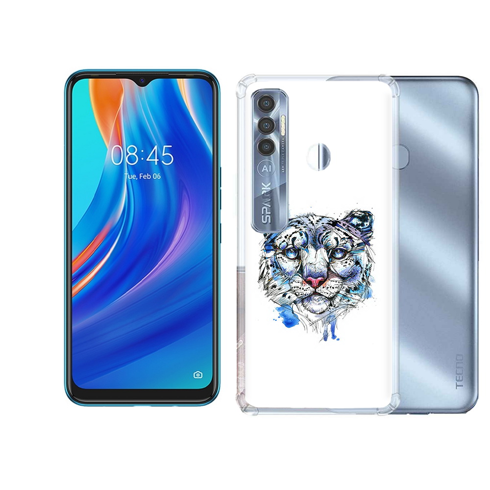 

Чехол MyPads Tocco для Tecno Spark 7 Pro водяной тигр, Прозрачный, Tocco