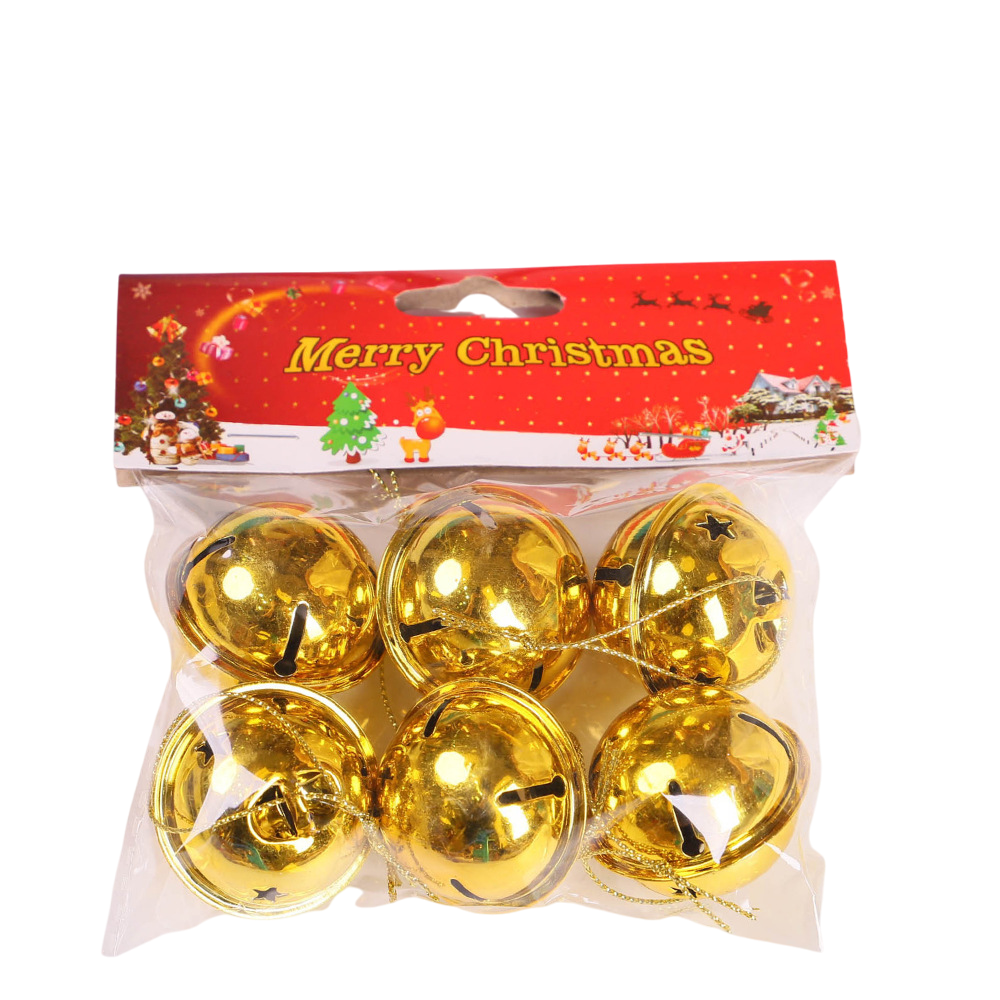 

Набор елочных игрушек Santa's World Бубенчики золото 3 см 6 шт, Золотистый