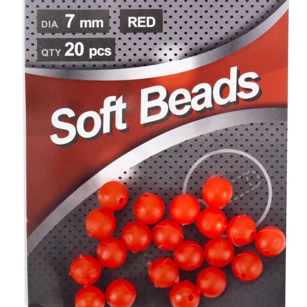 Бусина фидерная Namazu Soft Beads, PVC, круглая, d-7 мм, цв. фц. красный (20 шт.)/1000/