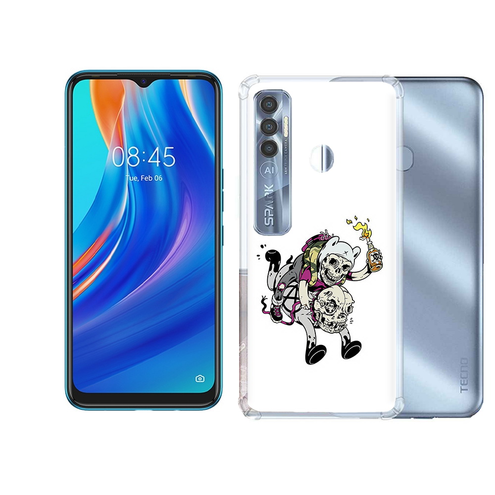 

Чехол MyPads Tocco для Tecno Spark 7 Pro время приключений скелеты, Прозрачный, Tocco