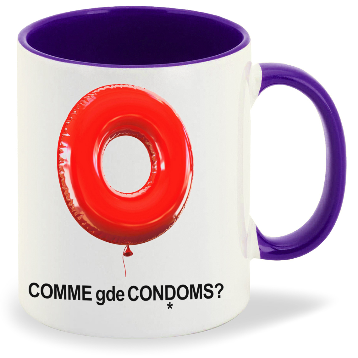 

Кружка фиолетовая CoolPodarok Comme gde condoms