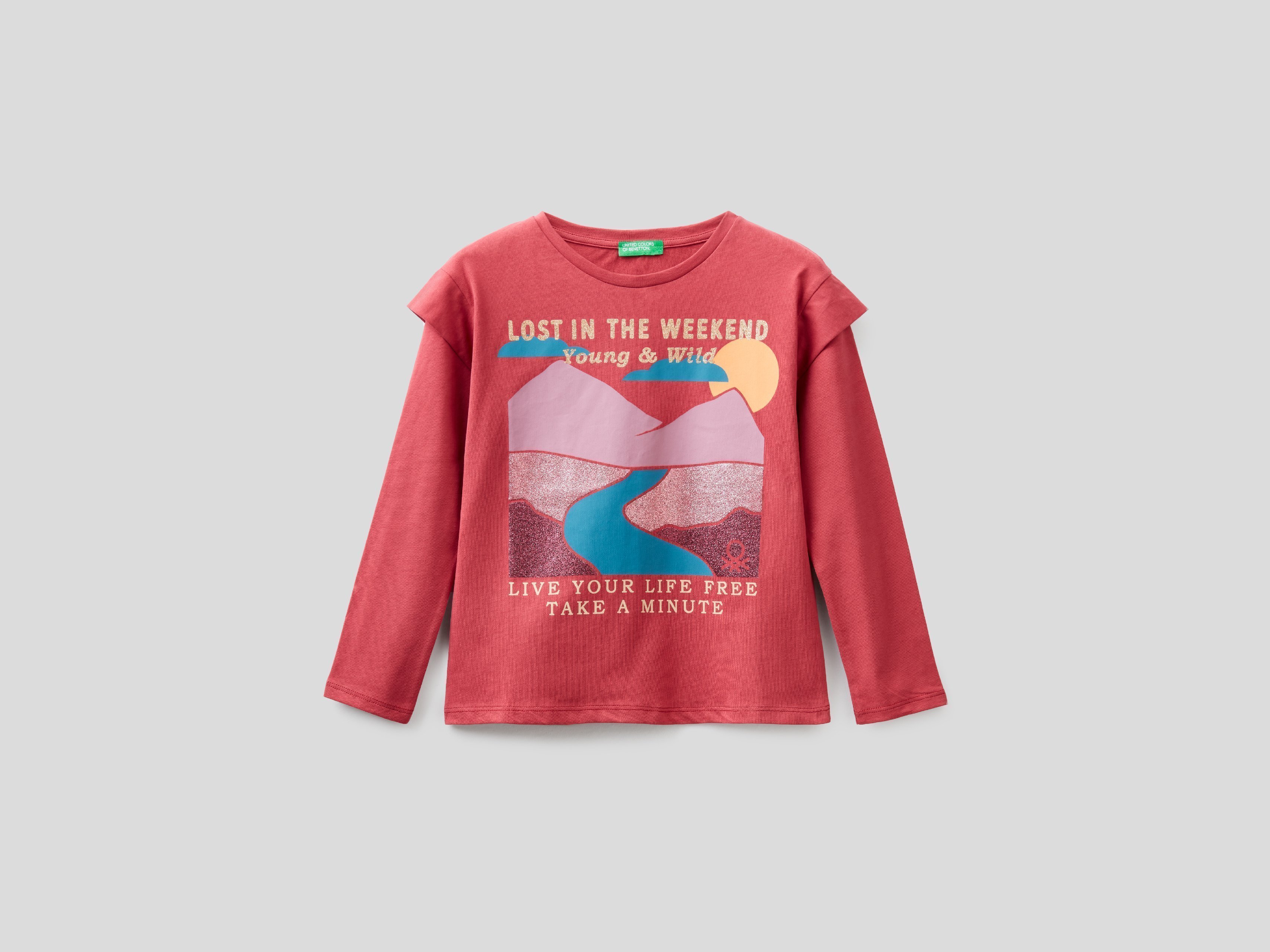 фото Футболка для девочек benetton цв. красный р.140 united colors of benetton
