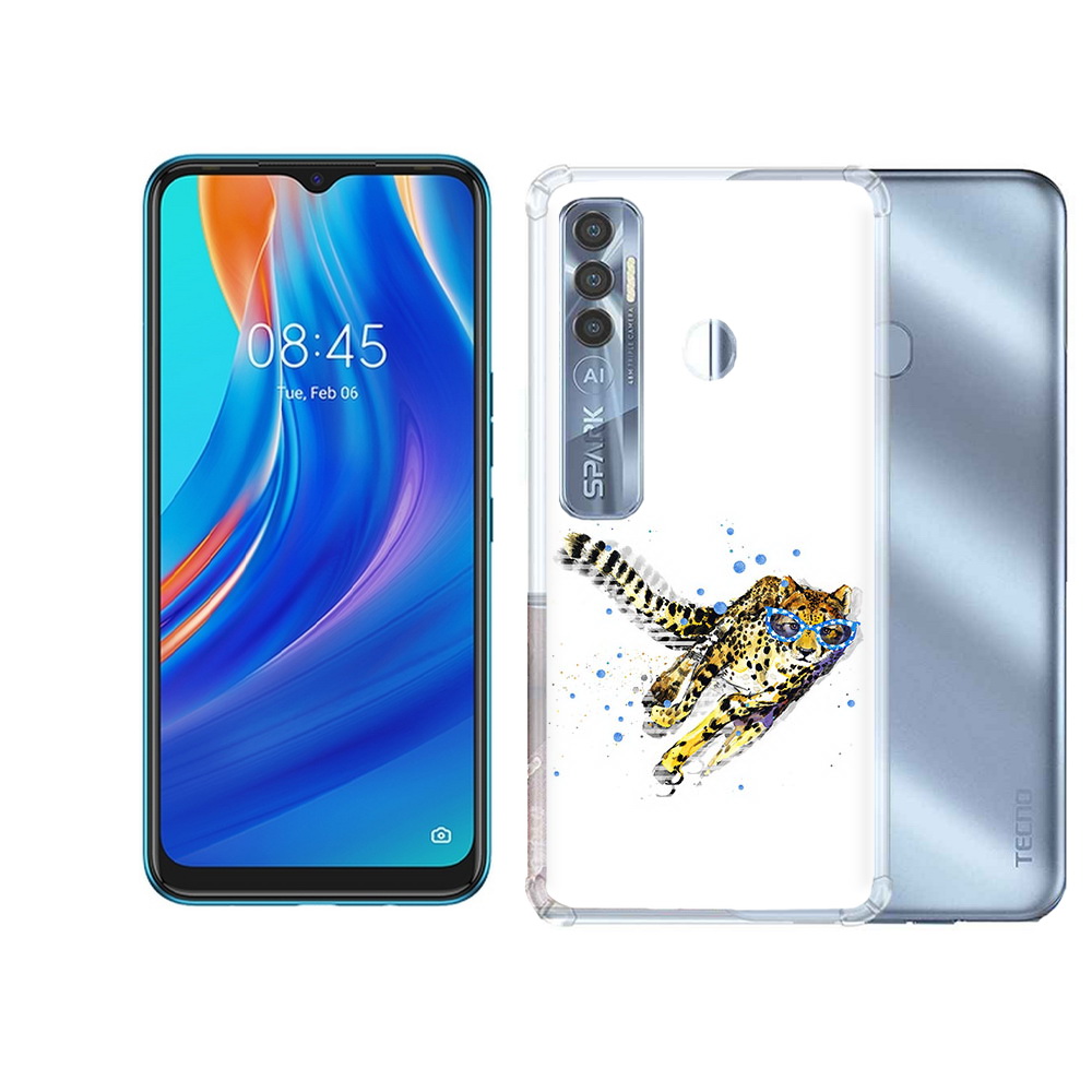 

Чехол MyPads Tocco для Tecno Spark 7 Pro гепард в очках, Прозрачный, Tocco