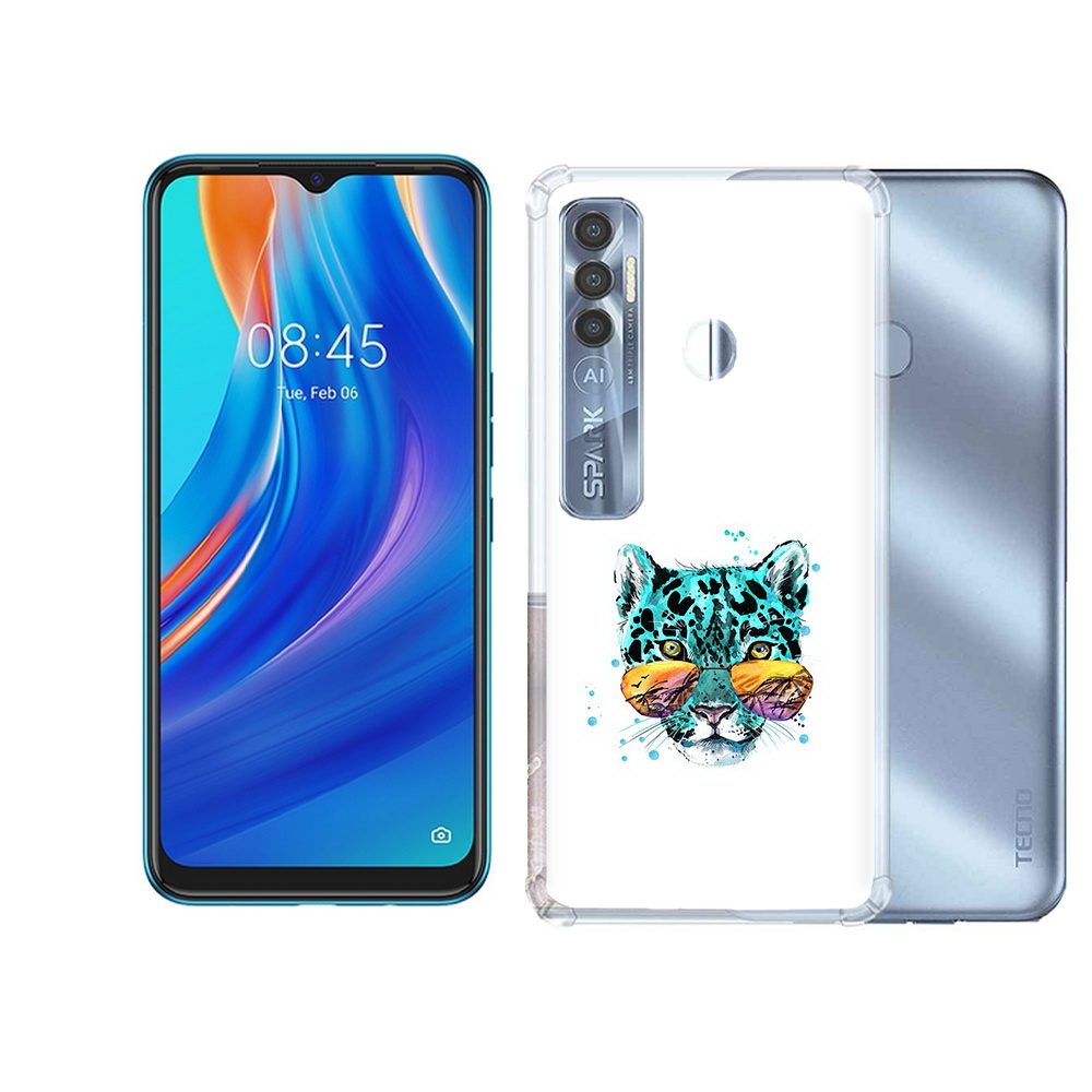 

Чехол MyPads Tocco для Tecno Spark 7 Pro голубой лео, Прозрачный, Tocco
