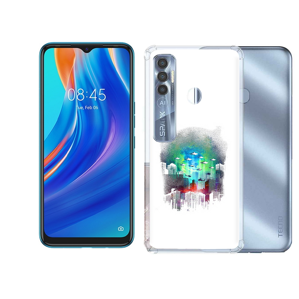 

Чехол MyPads Tocco для Tecno Spark 7 Pro город в свечении, Прозрачный, Tocco
