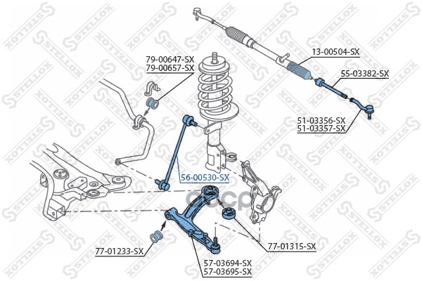 

56-00530-Sx Тяга Стабилизатора Переднего Fiat Panda All 03>