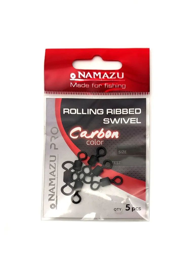 

Вертлюг Namazu Pro ROLLING RIBBED SWIVEL, латунь, цв. Carbon, р. 1/0, test-72 кг (уп. 5 шт, Черный, Pro Rolling Ribbed Swivel