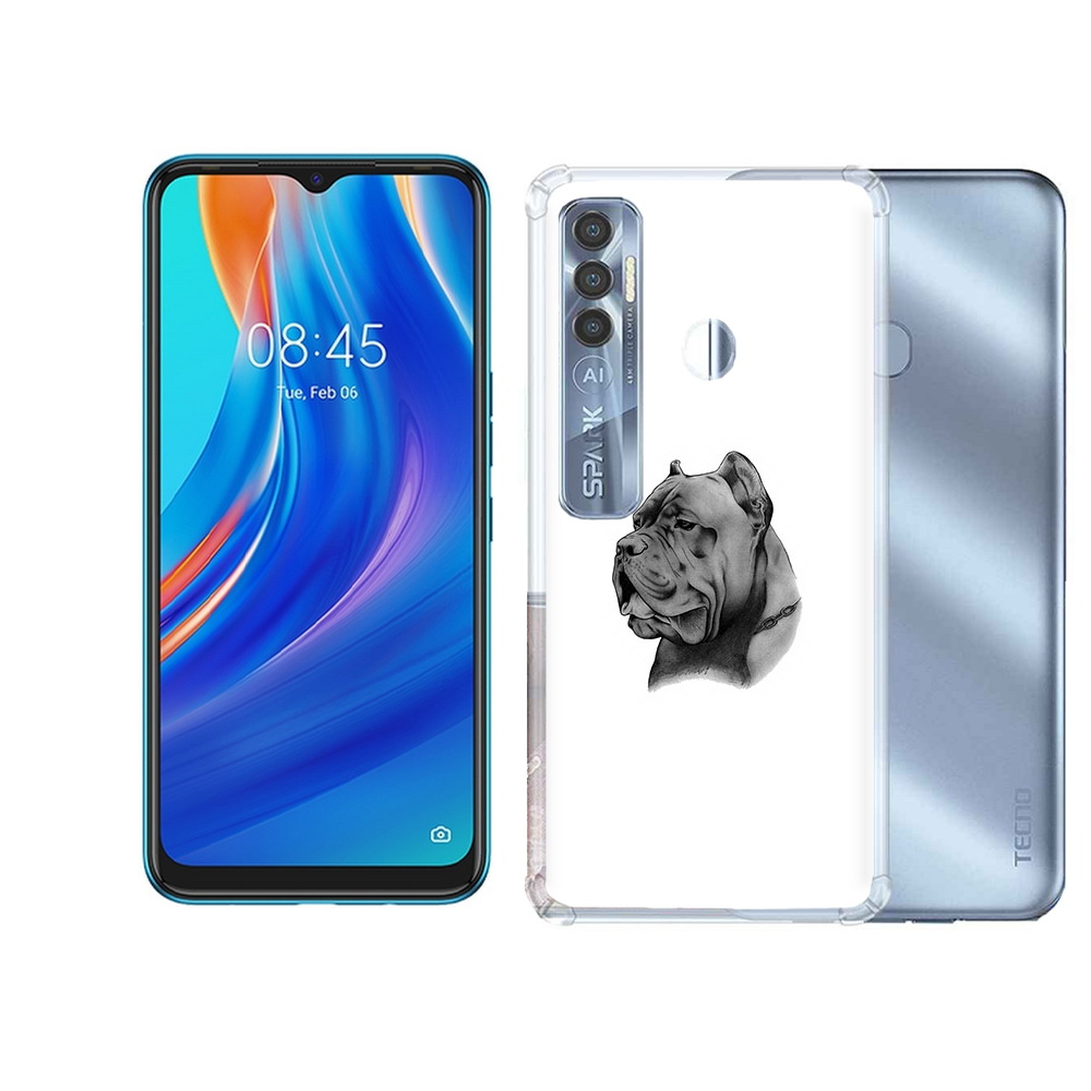 

Чехол MyPads Tocco для Tecno Spark 7 Pro грозный бульдог, Прозрачный, Tocco