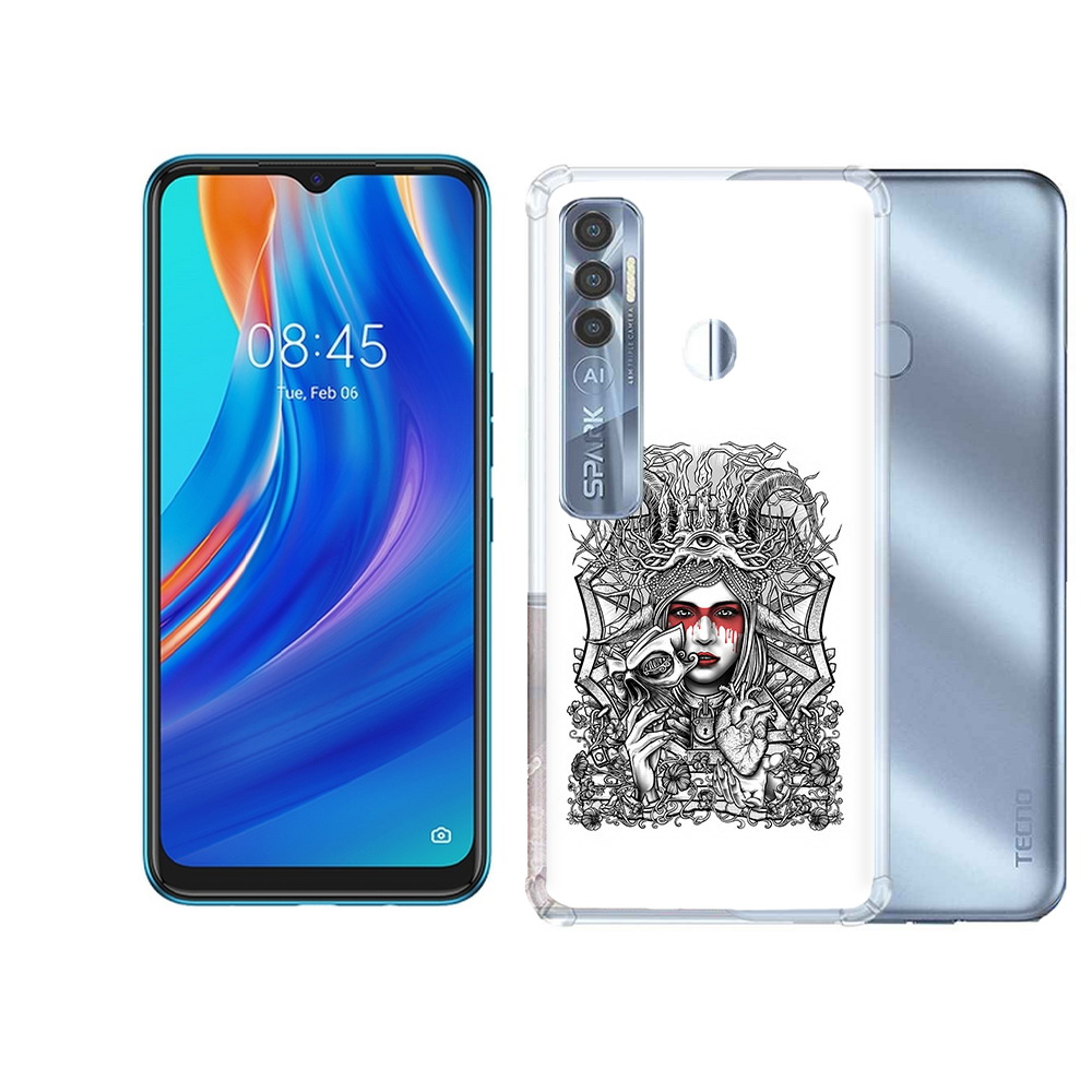 

Чехол MyPads Tocco для Tecno Spark 7 Pro грусная девушка, Прозрачный, Tocco