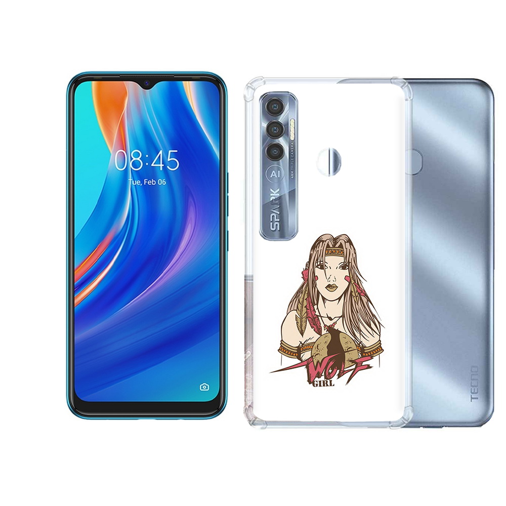 

Чехол MyPads Tocco для Tecno Spark 7 Pro девушка волк, Прозрачный, Tocco