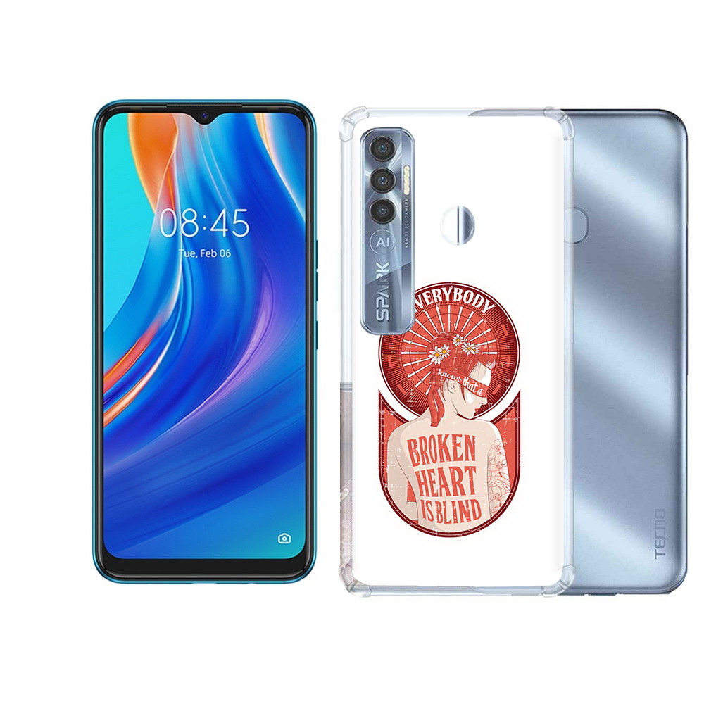 

Чехол MyPads Tocco для Tecno Spark 7 Pro девушка разбитое сердце, Прозрачный, Tocco