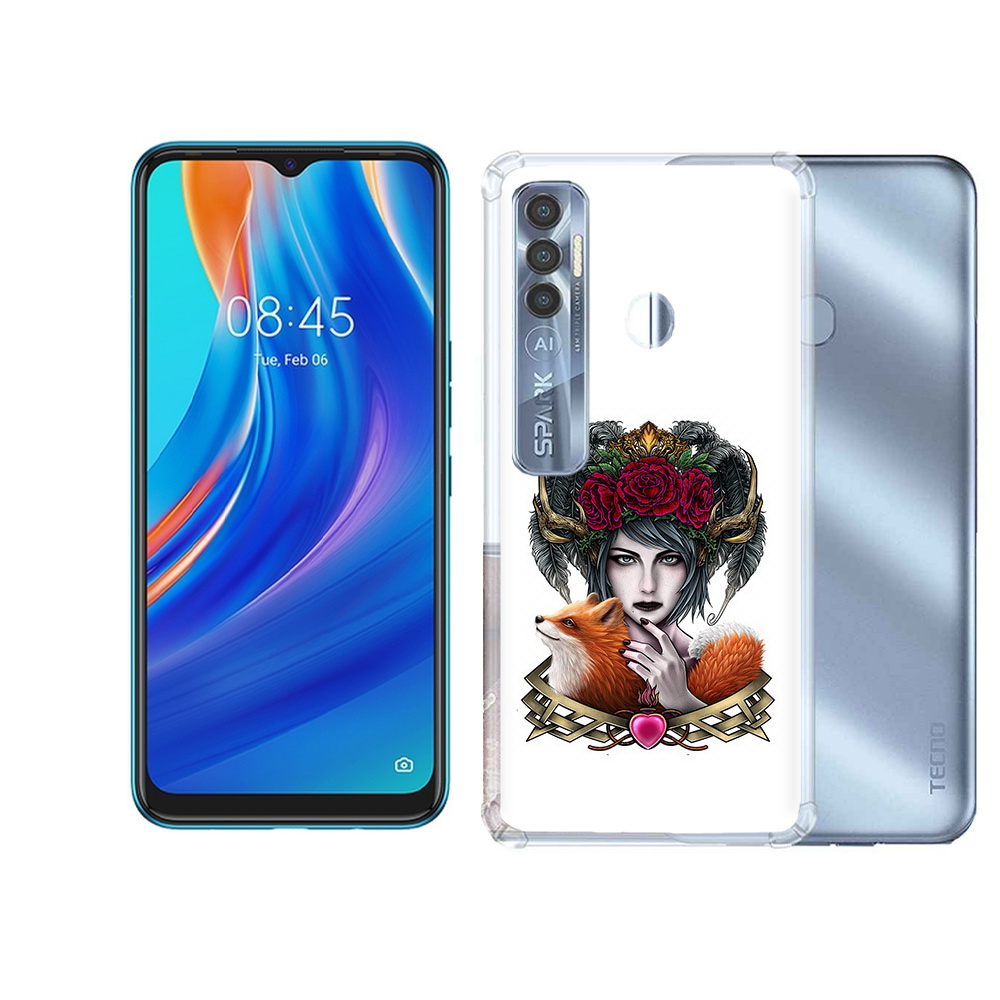 

Чехол MyPads Tocco для Tecno Spark 7 Pro девушка с лисой, Прозрачный, Tocco