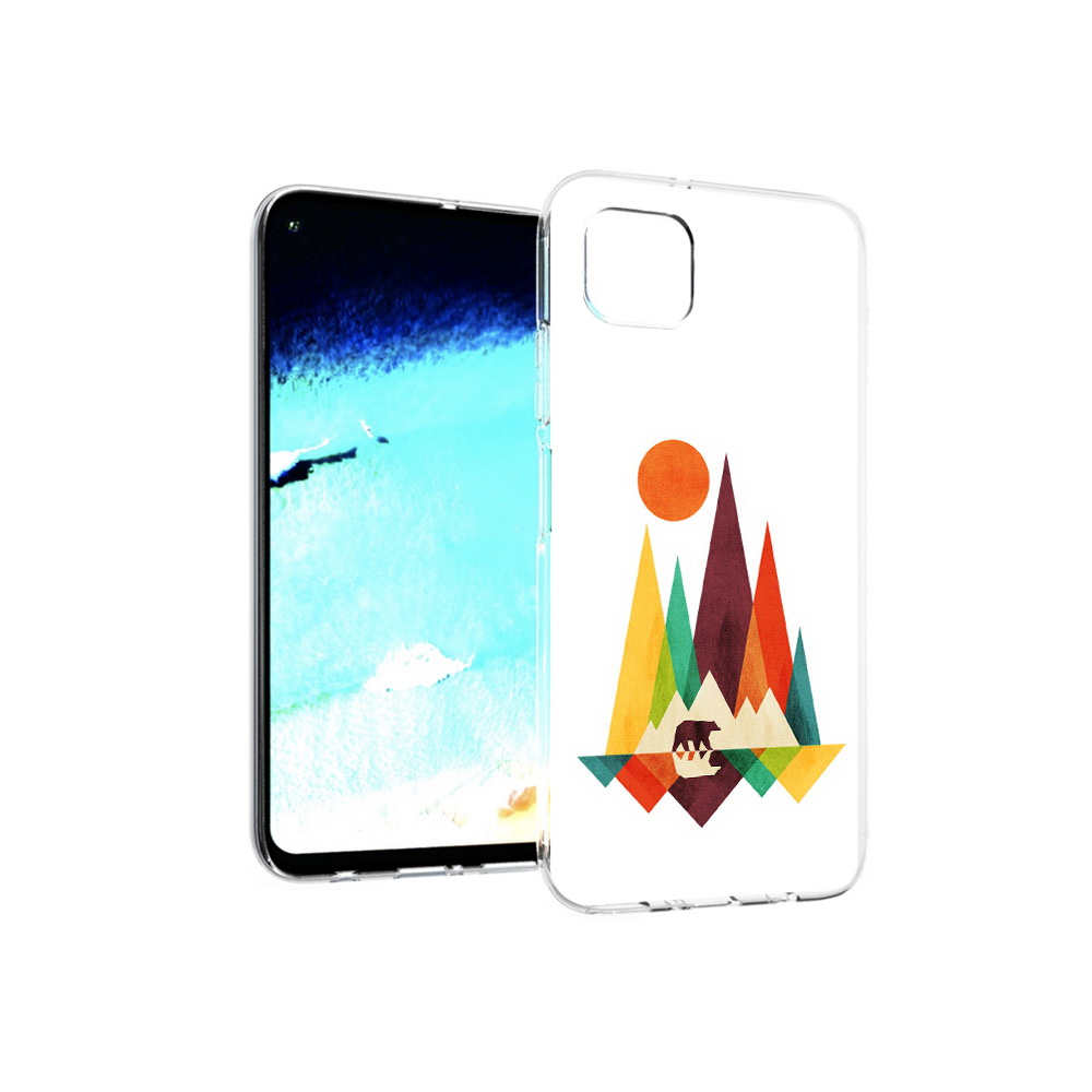 

Чехол MyPads Tocco для Huawei Nova 6 SE нарисованные горы с медведем, Прозрачный, Tocco