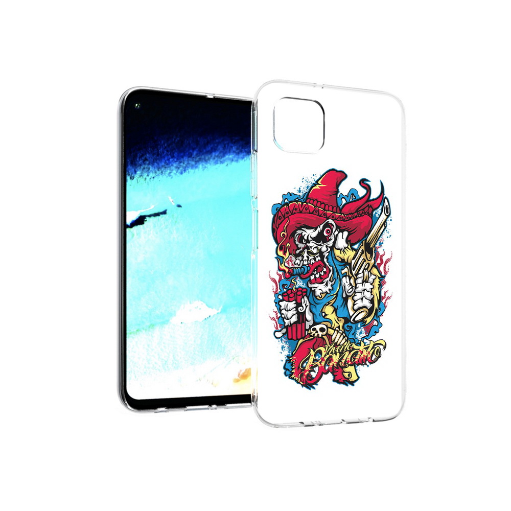 

Чехол MyPads Tocco для Huawei Nova 6 SE нарисованный скелет с писталетом, Прозрачный, Tocco