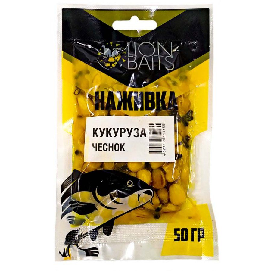 

LION BAITS Наживка Кукуруза насадочная Чеснок 50гр