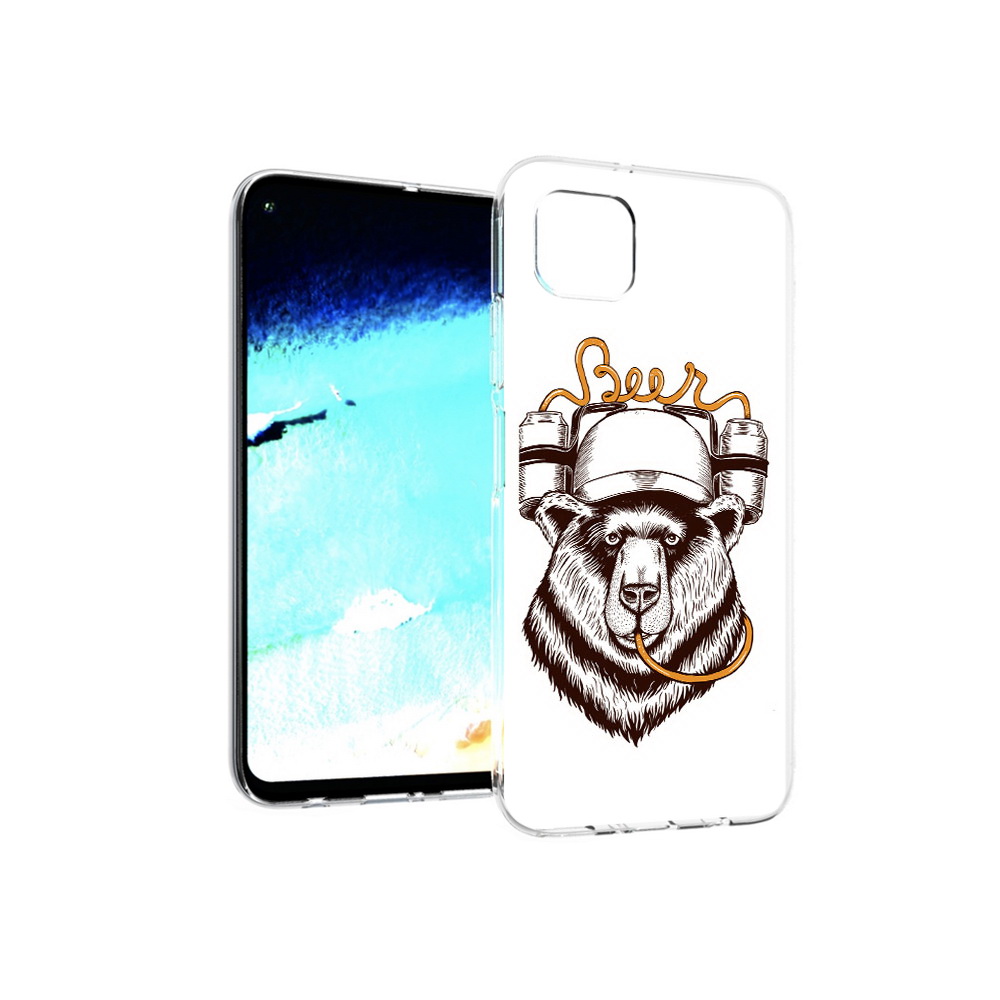 

Чехол MyPads Tocco для Huawei Nova 6 SE пивной медведь, Прозрачный, Tocco