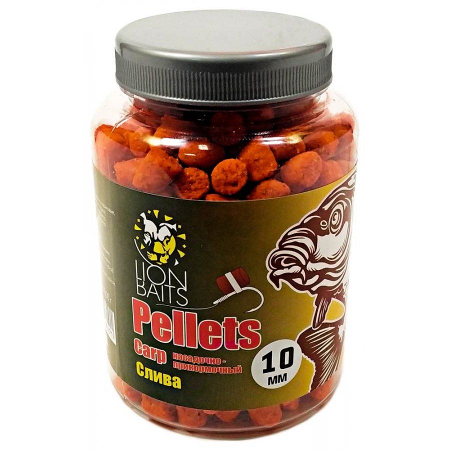 

LION BAITS Пеллетс карповый Carp pellets Слива (оранжевый) 10 мм 300гр, Carp pellets