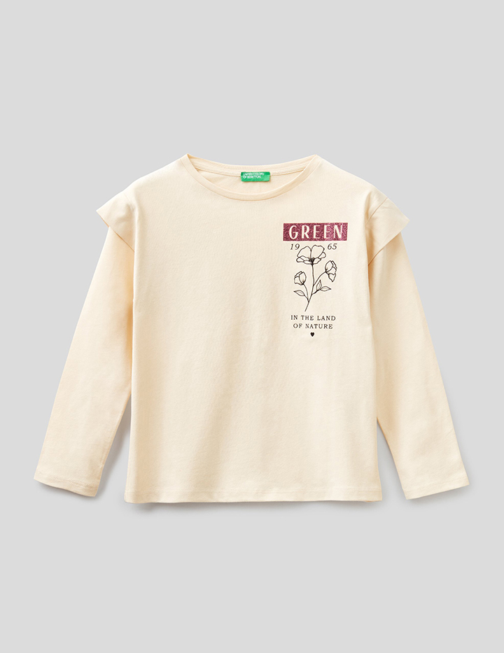 

Футболка для девочек Benetton цв. бежевый р.110, 21A_3ATNC15F4