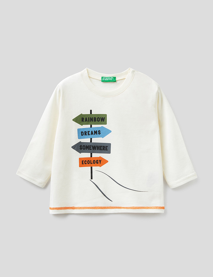 

Лонгслив для мальчиков Benetton цв. бежевый р.74, 21A_3ATNC15F6