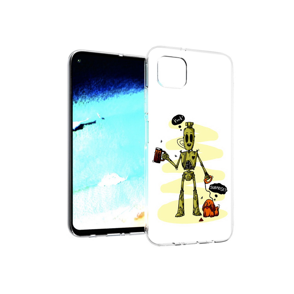 

Чехол MyPads Tocco для Huawei Nova 6 SE прикольный робот, Прозрачный, Tocco