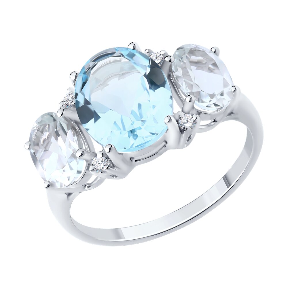 

Кольцо из золота р. 17,5 SOKOLOV 71-00361-3, бриллиант искусственный/топаз, 71-00361-3