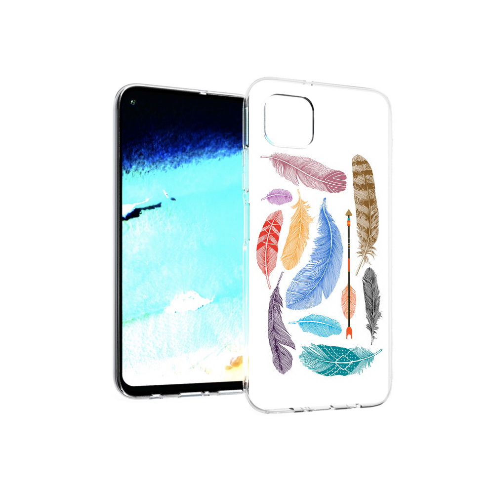 

Чехол MyPads Tocco для Huawei Nova 6 SE разноцветные перья, Прозрачный, Tocco