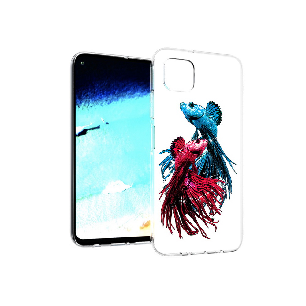 

Чехол MyPads Tocco для Huawei Nova 6 SE рыбы петушки, Прозрачный, Tocco
