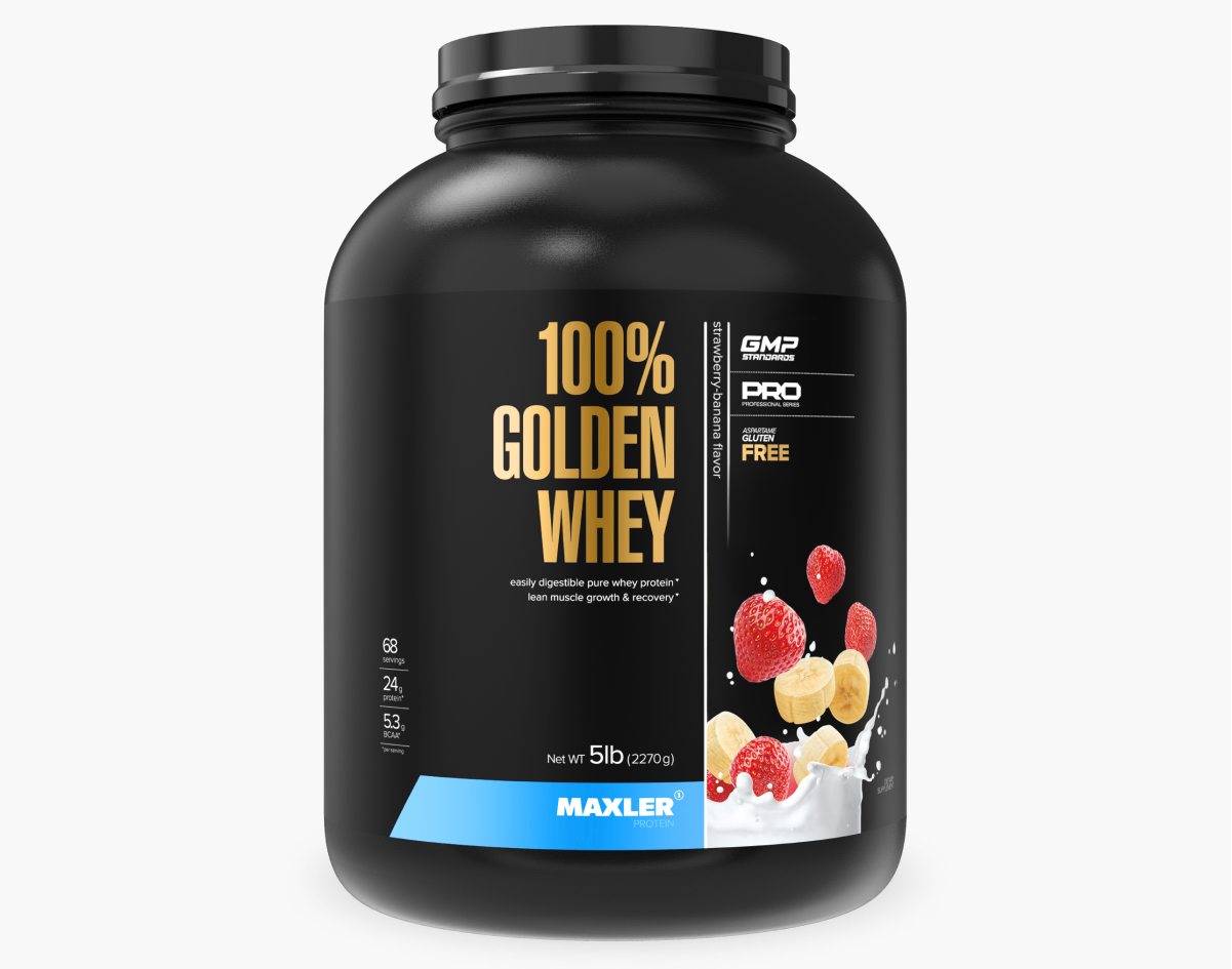 

Протеин сывороточный MAXLER Golden Whey, клубника-банан, 2270 г, 100% Golden Whey